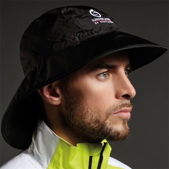 Sunderland Black Ultra Lightweight Wide Brim Waterproof Golf Hat - S / M - Picture 1 of 11